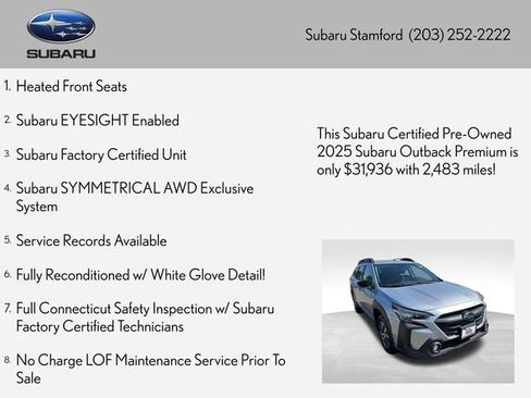 Certified 2025 Subaru Outback Premium AWD/4WD image 2