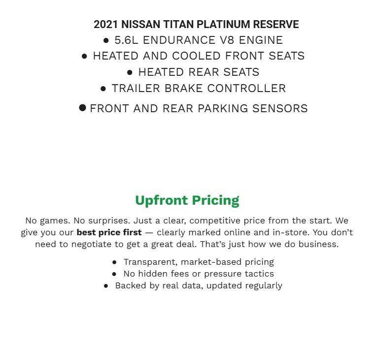 Used 2021 Nissan Titan Platinum Reserve w/ Moonroof Package AWD/4WD image 2