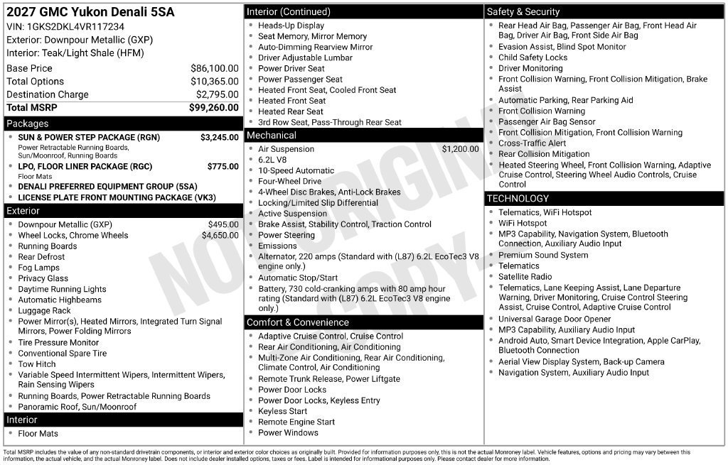 New 2027 GMC Yukon Denali w/ Sun & Power Step Package AWD/4WD image 26
