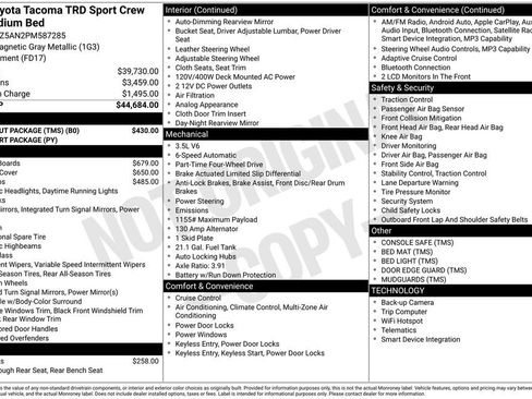 Certified 2023 Toyota Tacoma TRD Sport w/ Black Out Package (TMS) AWD/4WD image 22