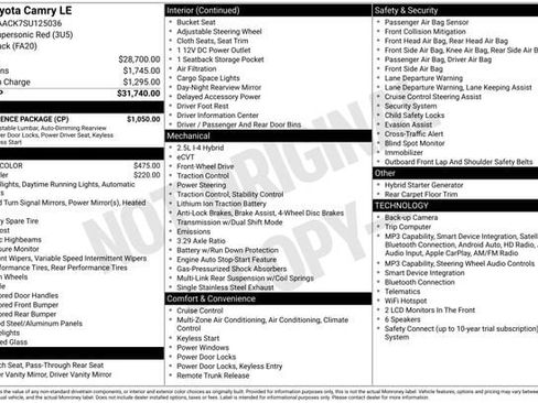 Used 2025 Toyota Camry LE w/ Convenience Package FWD image 8