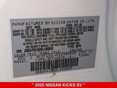Certified 2025 Nissan Kicks SV AWD/4WD image 39