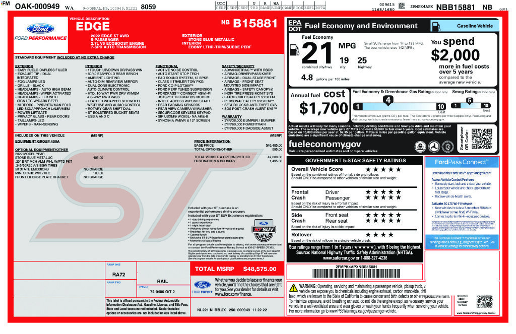 Used 2022 Ford Edge ST AWD/4WD image 14