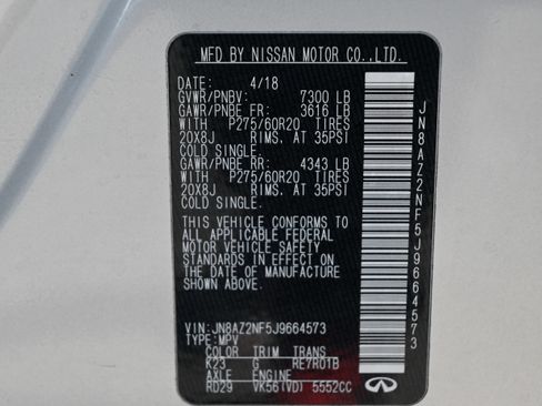 Used 2018 INFINITI QX80 2WD w/ Driver Assistance Package image 17