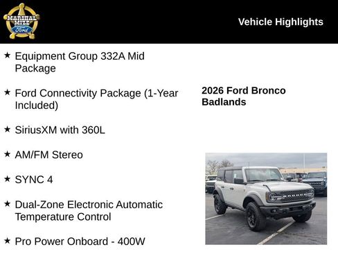New 2026 Ford Bronco Badlands AWD/4WD image 2
