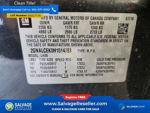 Used 2017 Chevrolet Equinox LT w/ Convenience Package FWD image 16