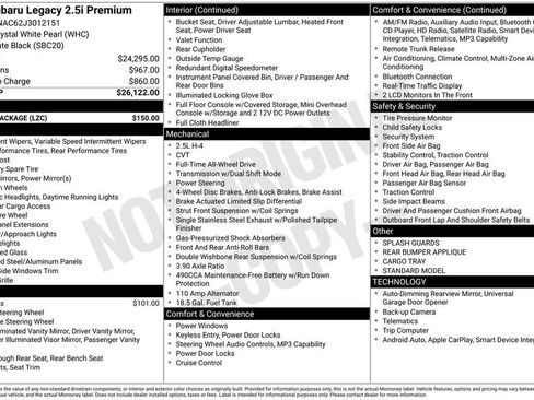 Used 2018 Subaru Legacy 2.5i Premium w/ Cargo Package image 19