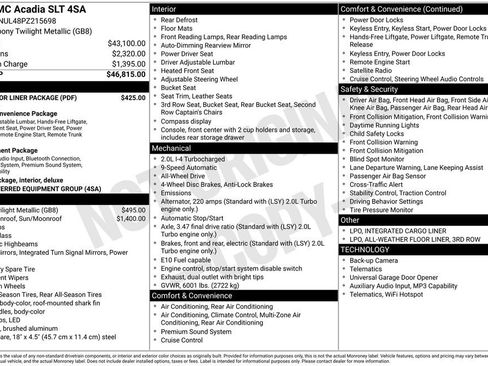 Used 2023 GMC Acadia SLT w/ LPO, Floor Liner Package AWD/4WD image 11