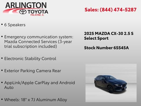 Used 2025 MAZDA CX-30 AWD 2.5 S w/ Select Sport Pkg image 2
