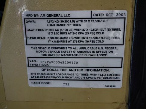 Used 2004 HUMMER H1 4-Door Open Top image 18