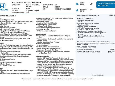 Used 2023 Honda Accord EX image 3