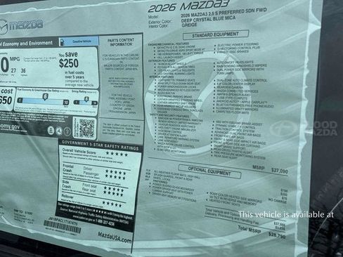 New 2026 MAZDA MAZDA3 2.5 S Sedan w/ Preferred Pkg image 22