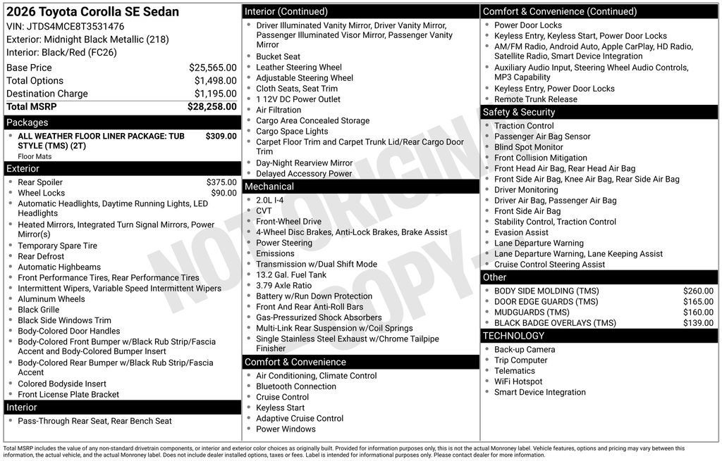 Used 2026 Toyota Corolla SE FWD image 3