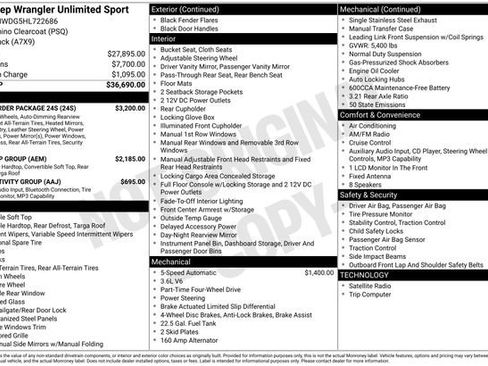 Used 2017 Jeep Wrangler Unlimited Sport w/ Quick Order Package 24S AWD/4WD image 31