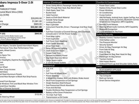 Used 2019 Subaru Impreza 2.0i w/ Eyesight image 3