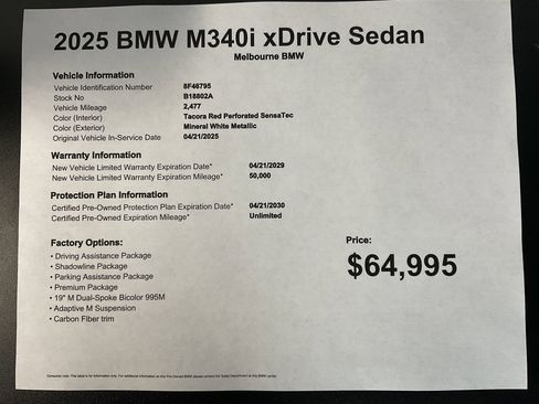 Certified 2025 BMW M340i xDrive w/ Premium Package AWD/4WD image 37