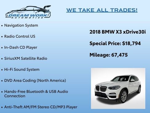 Used 2018 BMW X3 xDrive30i image 2