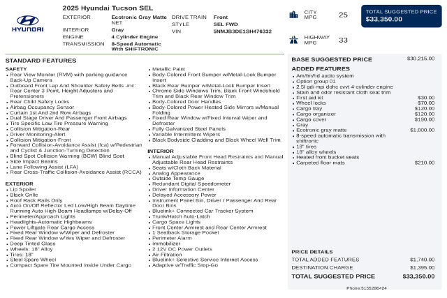 Certified 2025 Hyundai Tucson SEL FWD image 38