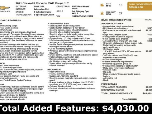 Used 2021 Chevrolet Corvette Stingray Coupe w/ 1LT image 3