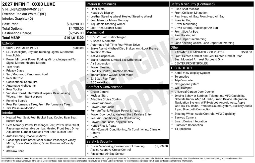 Certified 2027 INFINITI QX80 Luxe AWD/4WD image 3