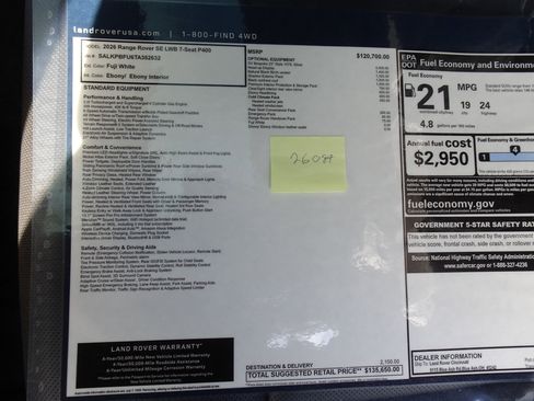 New 2026 Land Rover Range Rover Long Wheelbase SE image 20