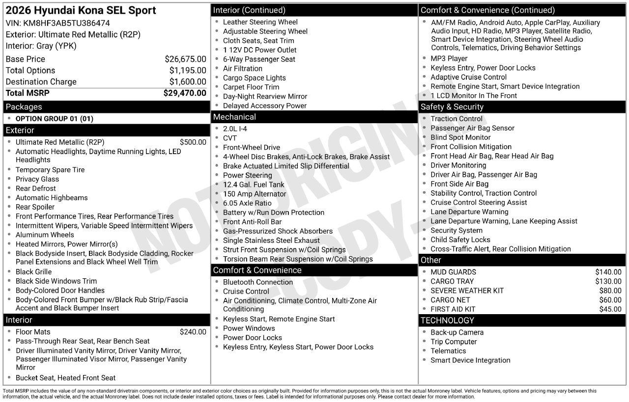 New 2026 Hyundai Kona SEL Sport FWD image 7