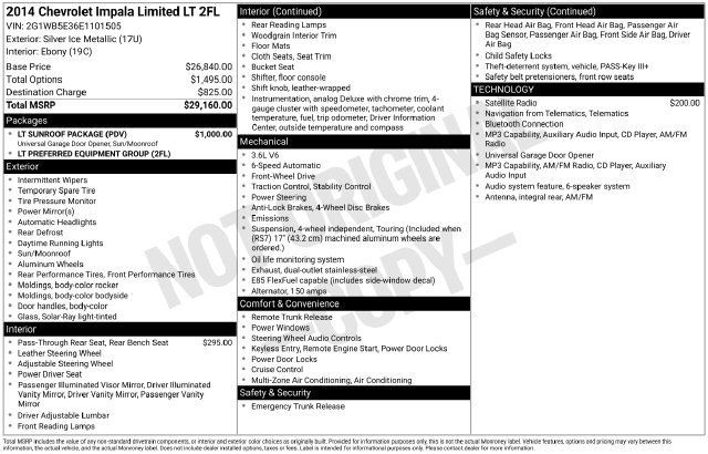 Used 2014 Chevrolet Impala LT w/ LT Sunroof Package FWD image 24