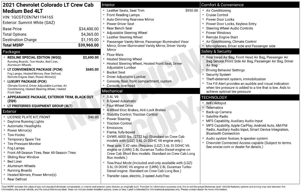 Used 2021 Chevrolet Colorado LT w/ Redline Special Edition AWD/4WD image 9