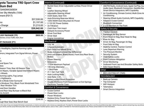 Used 2021 Toyota Tacoma TRD Sport w/ Technology Package AWD/4WD image 26