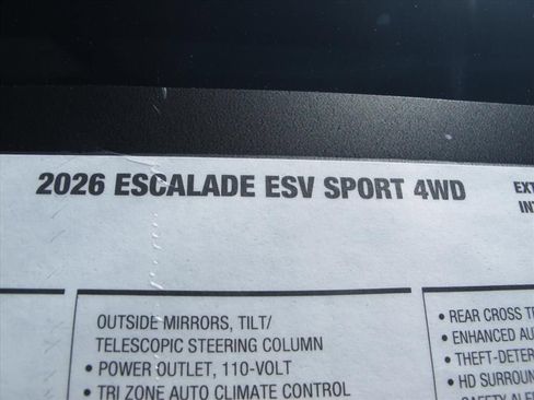 New 2026 Cadillac Escalade ESV Sport w/ Touring Package AWD/4WD image 9