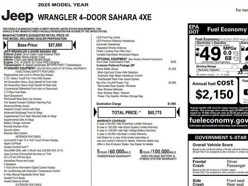 Used 2025 Jeep Wrangler Unlimited Sahara w/ Safety Group AWD/4WD image 2