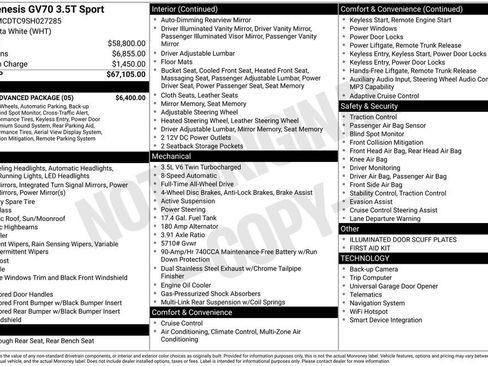New 2025 Genesis GV70 3.5T Sport w/ Sport Advanced Package AWD/4WD image 42
