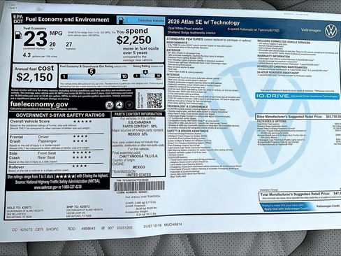 New 2026 Volkswagen Atlas SE image 19