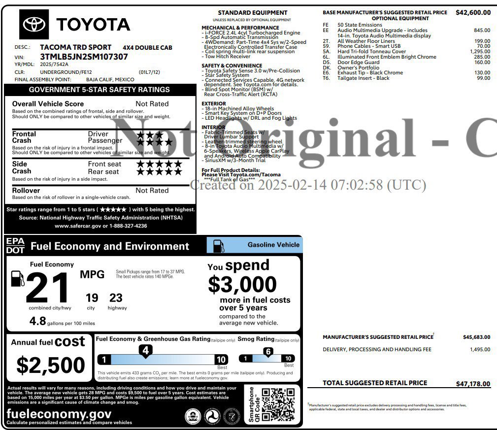 Used 2025 Toyota Tacoma TRD Sport AWD/4WD image 43