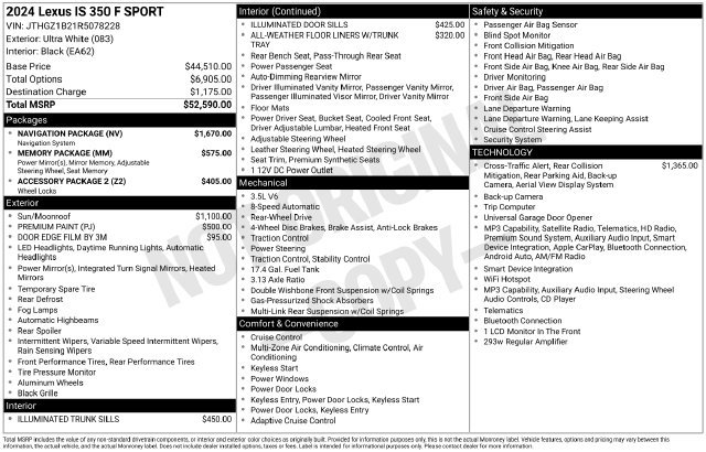 Used 2024 Lexus IS 350 F Sport w/ Navigation Package RWD image 29
