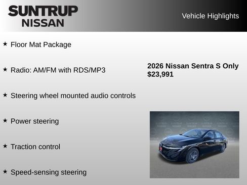 Used 2026 Nissan Sentra S w/ Floor Mat Package FWD image 7
