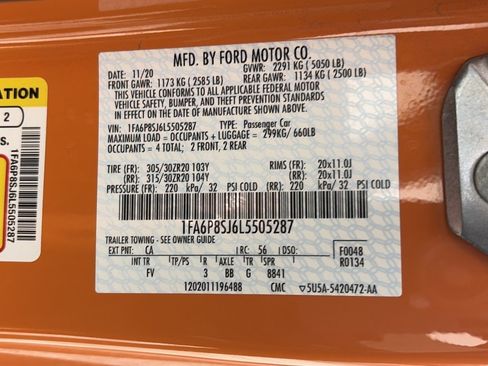 Certified 2020 Ford Mustang Shelby GT500 w/ Technology Package image 9