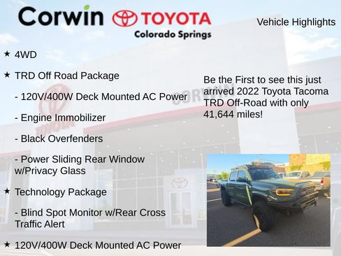 Used 2022 Toyota Tacoma TRD Off-Road w/ Technology Package AWD/4WD image 4