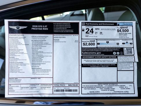 Used 2026 Genesis G70 2.5T Prestige image 28