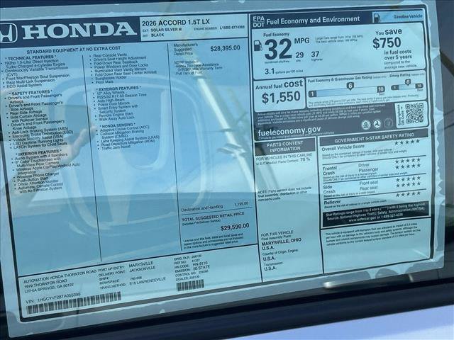New 2026 Honda Accord LX image 17