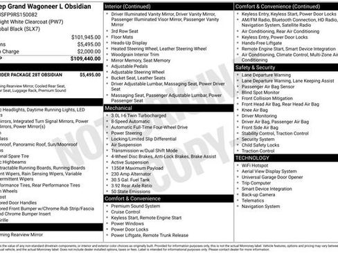 Used 2024 Jeep Grand Wagoneer L Series II w/ Quick Order Packagew 28T AWD/4WD image 54