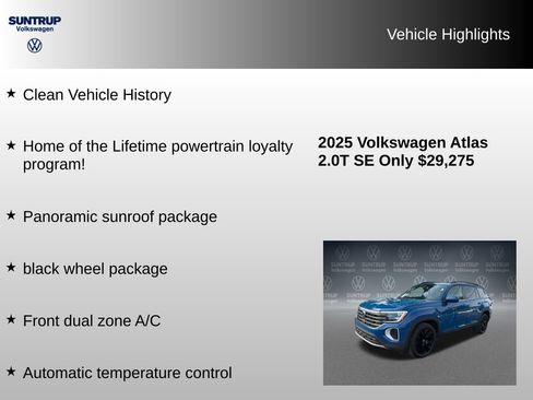 Used 2025 Volkswagen Atlas SE w/ Panoramic Sunroof Package FWD image 8