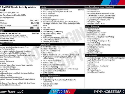 Used 2023 BMW iX xDrive50 w/ Convenience Package AWD/4WD image 3