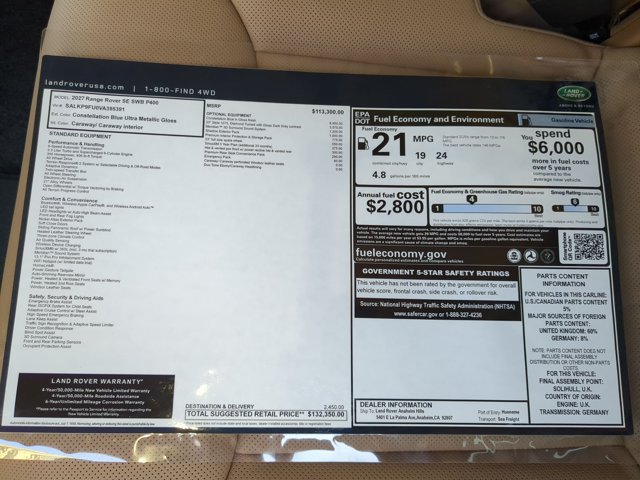 New 2027 Land Rover Range Rover SE AWD/4WD image 18