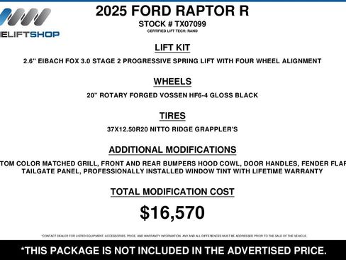 Used 2025 Ford F150 Raptor w/ Equipment Group 803A Raptor R image 2
