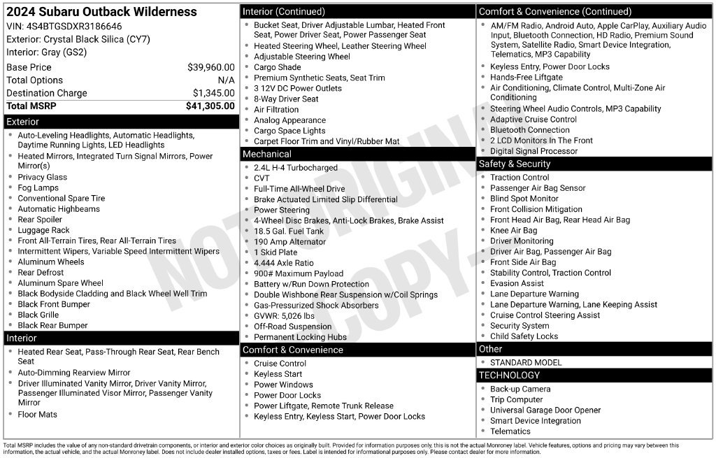 Used 2024 Subaru Outback Wilderness AWD/4WD image 6