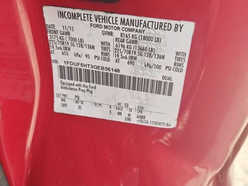 Used 2016 Ford F550 4x4 Regular Cab Super Duty w/ Ambulance Prep Package image 6