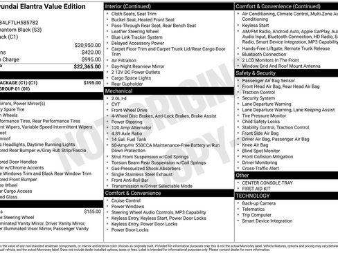 Used 2020 Hyundai Elantra Value Edition w/ Cargo Package (C1) FWD image 1
