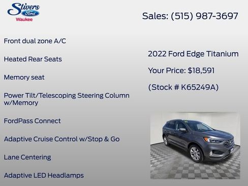 Used 2022 Ford Edge Titanium w/ Equipment Group 301A AWD/4WD image 22