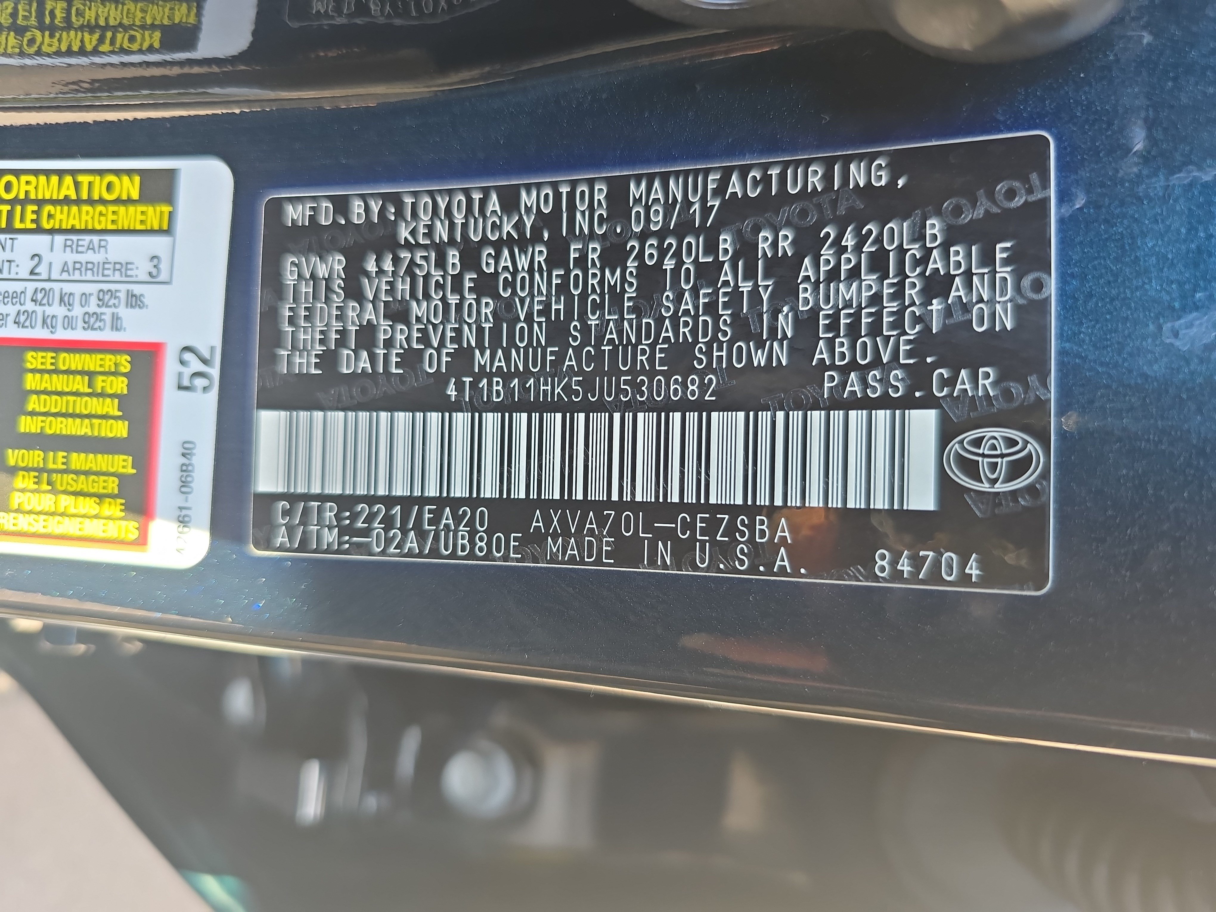 Used 2018 Toyota Camry SE w/ Audio Package FWD image 32